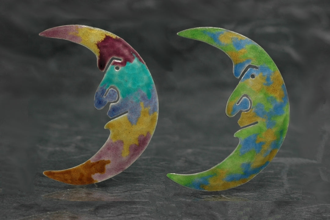 Broches Luna, Colección MyZoo de Ardentia, plata de Ley 925 con esmalte al fuego