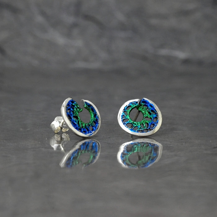 Oslo azul, pendientes de presión, redondos