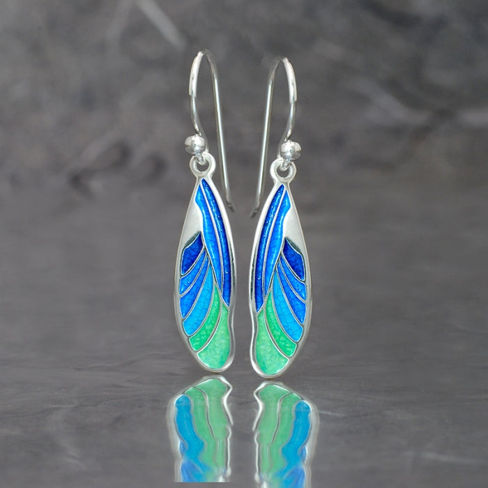 Art Nouveau, pendientes alas de libélula, con gancho móvil
