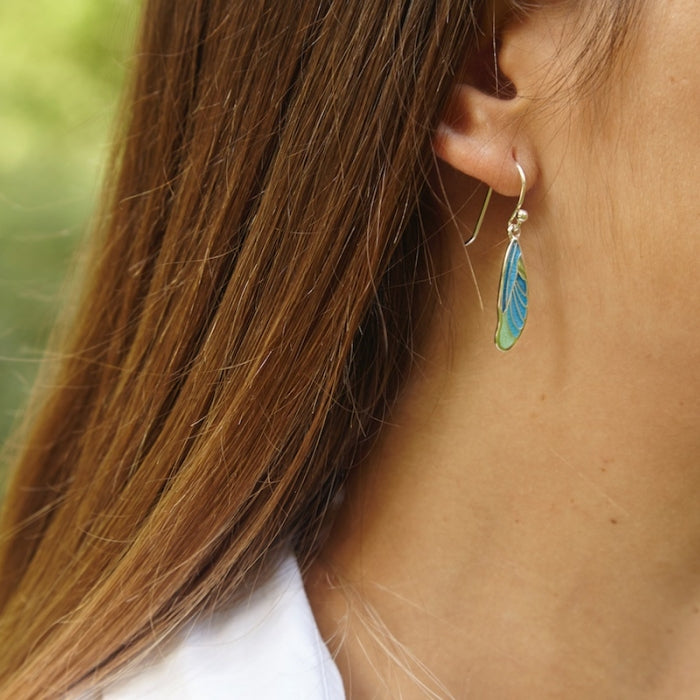 Art Nouveau, pendientes alas de libélula, con gancho móvil