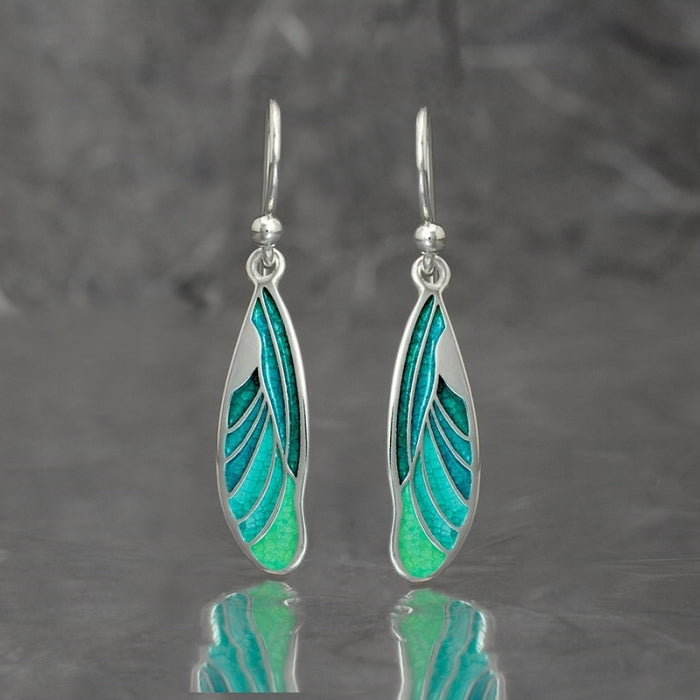 Art Nouveau, pendientes alas de libélula, con gancho móvil