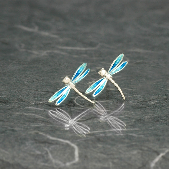 Pendientes de presion Libelula azul de Ardentia