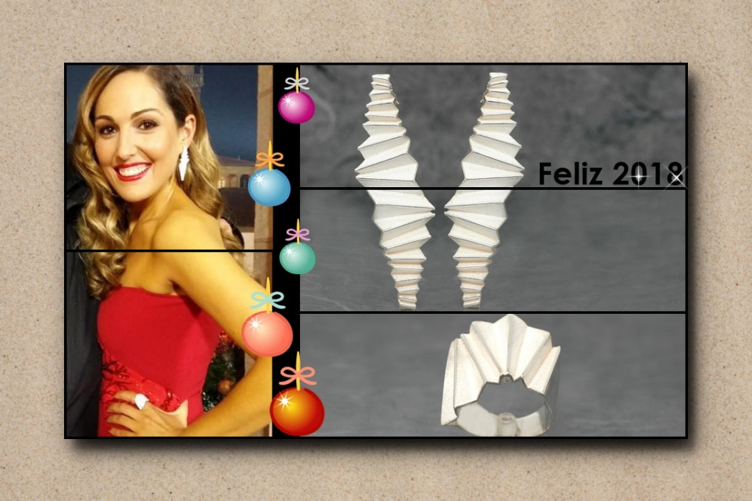 Lucia Regueiro con joyas Origami en las campanadas