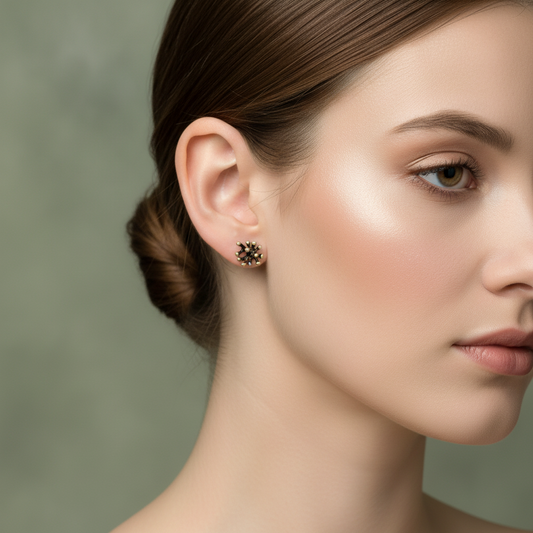 Anémona chocolate, pendientes minis