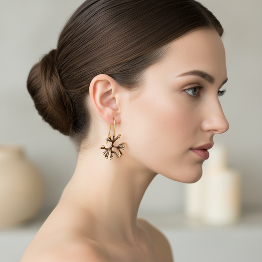 Anémona chocolate, pendientes de gancho fijo