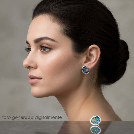 mini pendientes de presión Oslo, azul y verde