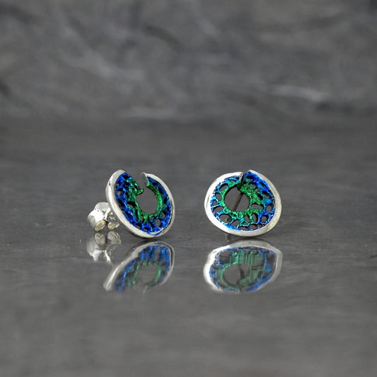 Oslo azul, pendientes de presión, redondos