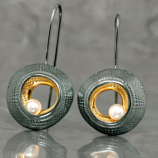 Due, Pendientes de gancho fijo, con perla