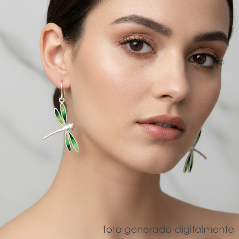 Libélula, pendientes de gancho móvil