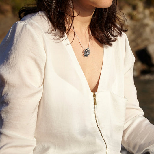 Anémona perla, colgante redondo