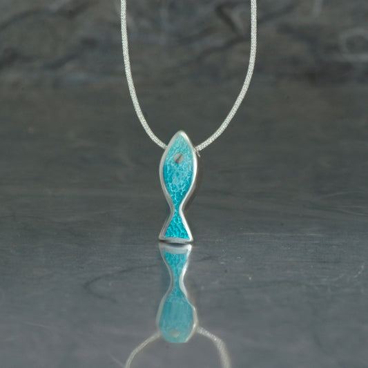 colgante pequeño Mare con esmalte al fuego verde agua, plata de Ley 925, coleccion de Ardentia