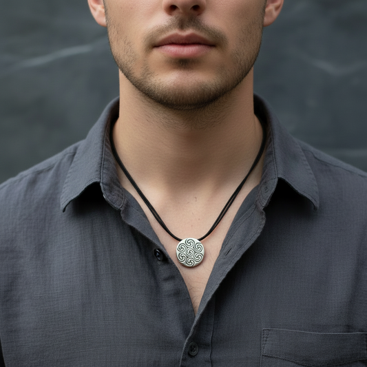 colgante unisex en plata de ley 925 con grabados de petroglifos